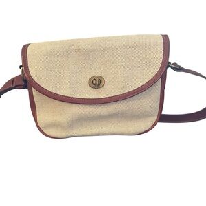 RARE Vintage Roots Stephy’s Bag Linen with leather trim